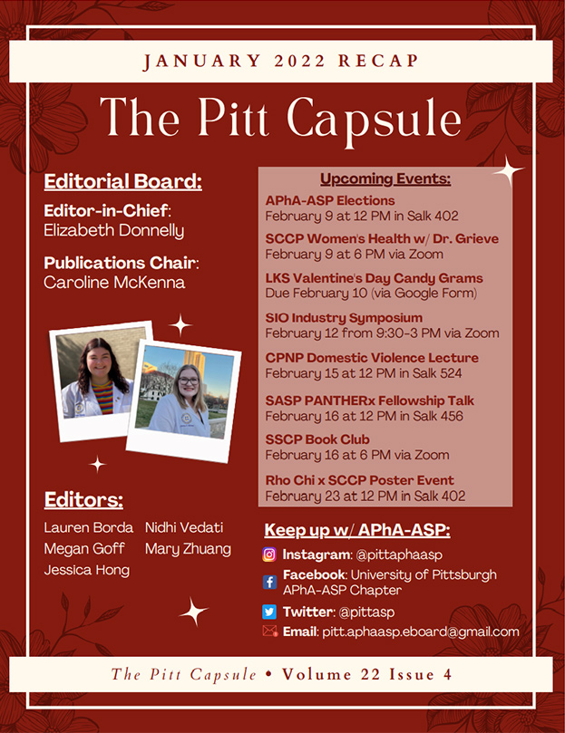 Front page of Pitt Capsule January 2022
